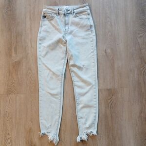 Kancan White Distressed Frayed Jeans 5 Ripped